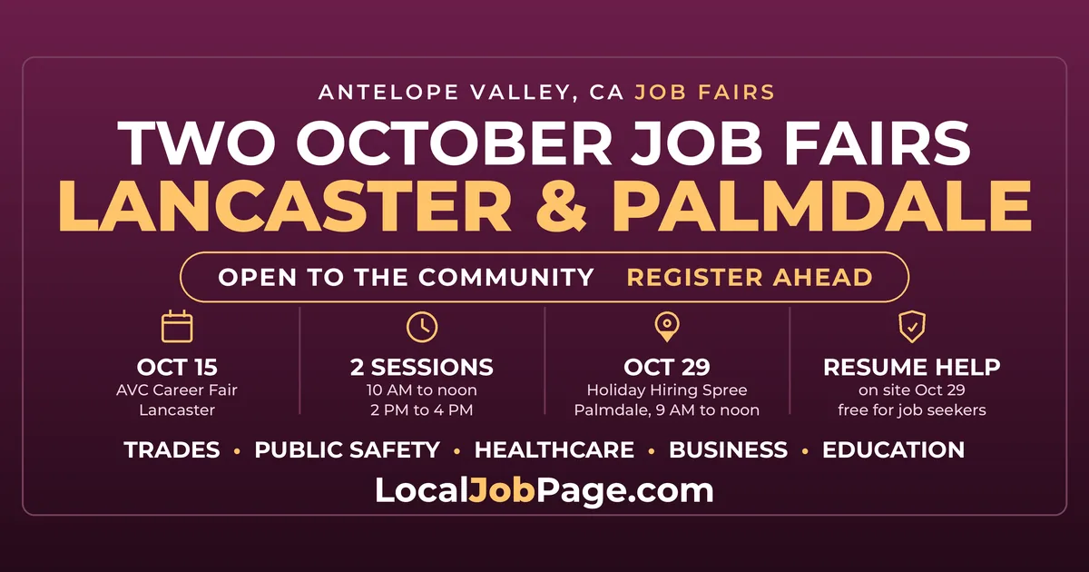 Antelope Valley Job Fairs in October: AVC Career Fair and Palmdale's Holiday Hiring Spree