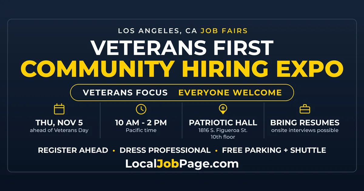 LA Veterans Hiring Expo November 5 at Bob Hope Patriotic Hall: Open to All Job Seekers
