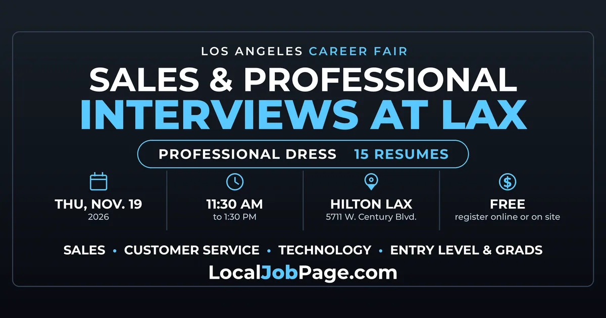 Los Angeles Career Fair November 19: Free Sales and Professional Interviews at the Hilton LAX