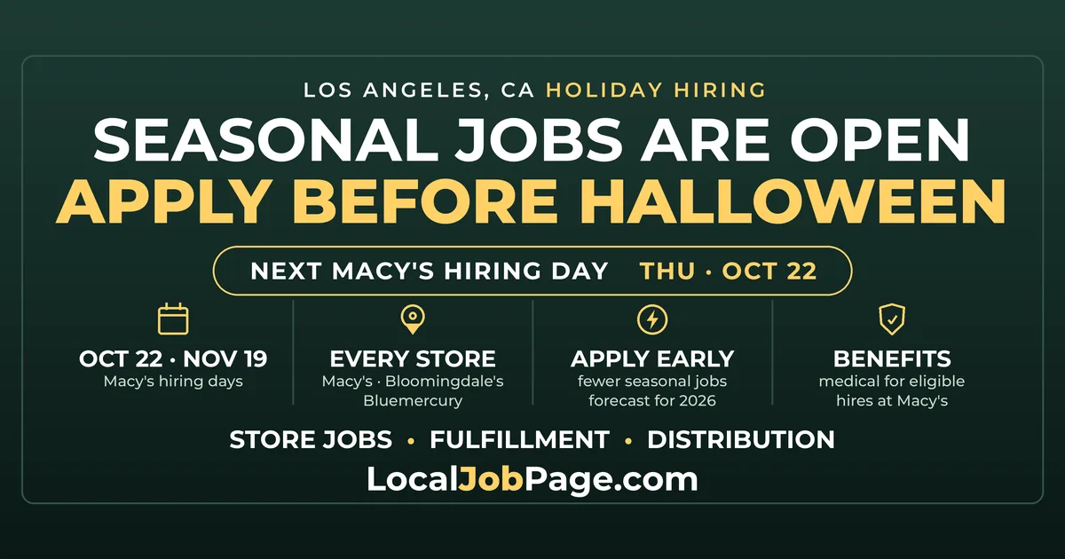 Los Angeles Holiday Hiring 2026: Macy's Hiring Days and Who Else Is Staffing Up